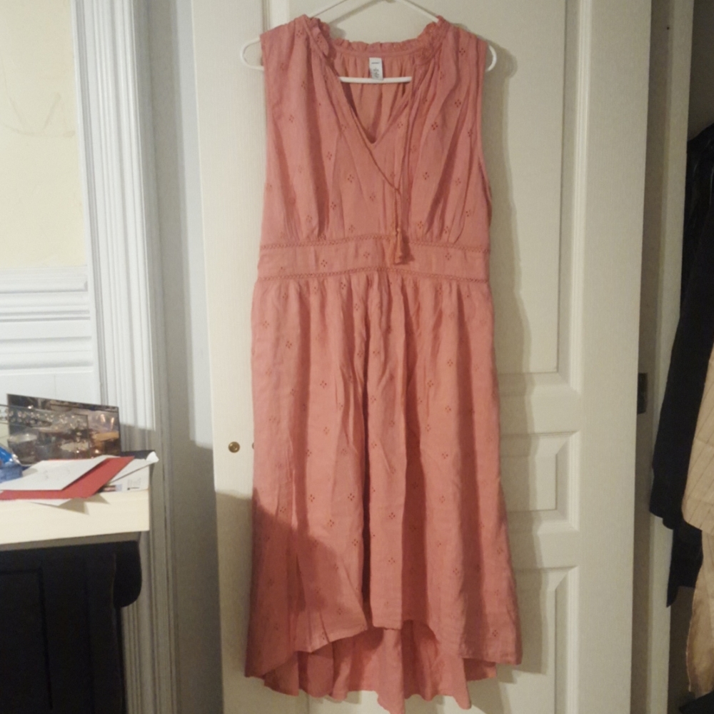 Eyelit cotton high low dress